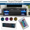 Modern TV Stand with 2 Tempered Glass Shelves, High Gloss Entertainment Center for TVs Up to 70'', Elegant TV Cabinet with LED Color Changing Lights f