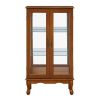 Cabinet Lighted Diapaly Cabinet with Adjustable Shelves and Mirrored Back Panel, Tempered Glass Doors (Oak, 3 Tier), (E26 light bulb not included)