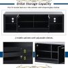 Modern TV Stand with 2 Tempered Glass Shelves, High Gloss Entertainment Center for TVs Up to 70'', Elegant TV Cabinet with LED Color Changing Lights f