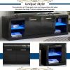 Modern TV Stand with 2 Tempered Glass Shelves, High Gloss Entertainment Center for TVs Up to 70'', Elegant TV Cabinet with LED Color Changing Lights f