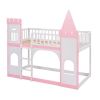 Castle Bunk Bed with Ladder - Pink