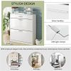[VIDEO provided] Slim Entryway Organizer with 2 Flip Drawers, Tempered Glass Top Shoe Storage Cabinet with Drawer, Free Standing Shoe Rack with LED Li
