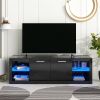 Modern TV Stand with 2 Tempered Glass Shelves, High Gloss Entertainment Center for TVs Up to 70'', Elegant TV Cabinet with LED Color Changing Lights f
