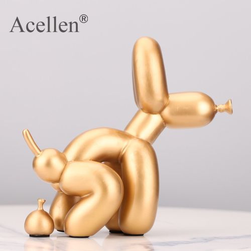 Animals Figurine Resin Cute Squat Poop Balloon Dog Shape Statue Art Sculpture Figurine Craftwork Tabletop Home Decor Accessories