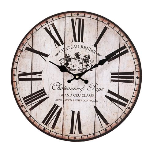Wall Clock Battery Operated Rustic Country Style Wooden Round Wall Clock Vintage Farmhouse Wall Decor For Home Kitchen Living